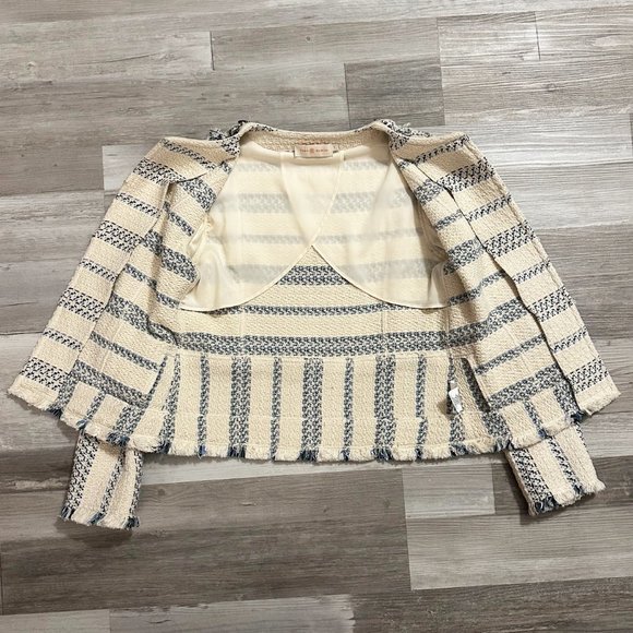 Tory Burch Abbot Embellished Striped Tweed Jacket - Picture 8 of 9